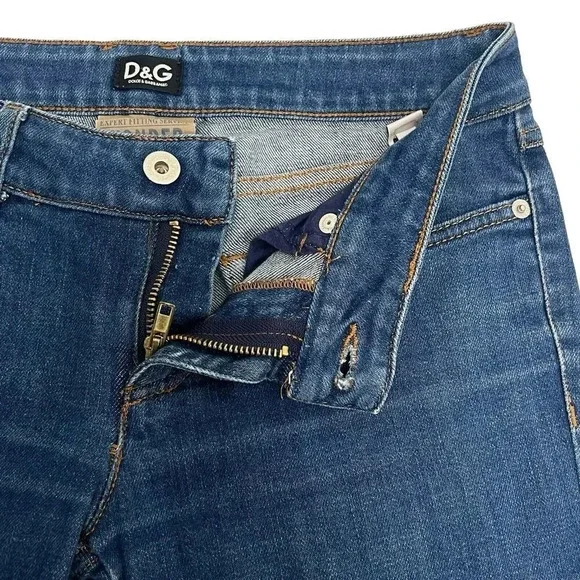 Dolce & Gabbana Women's Skinny Jeans - Dark Blue with Brown Patch - Picture 5 of 12